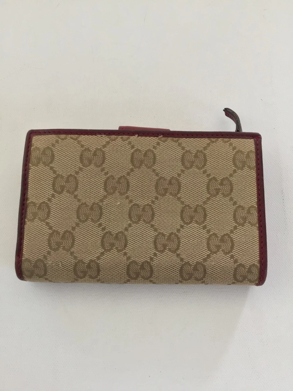 Gucci GG Canvas & Red Leather Continental Wallet Gold Tone Interlocking G Logo - Picture 5 of 10